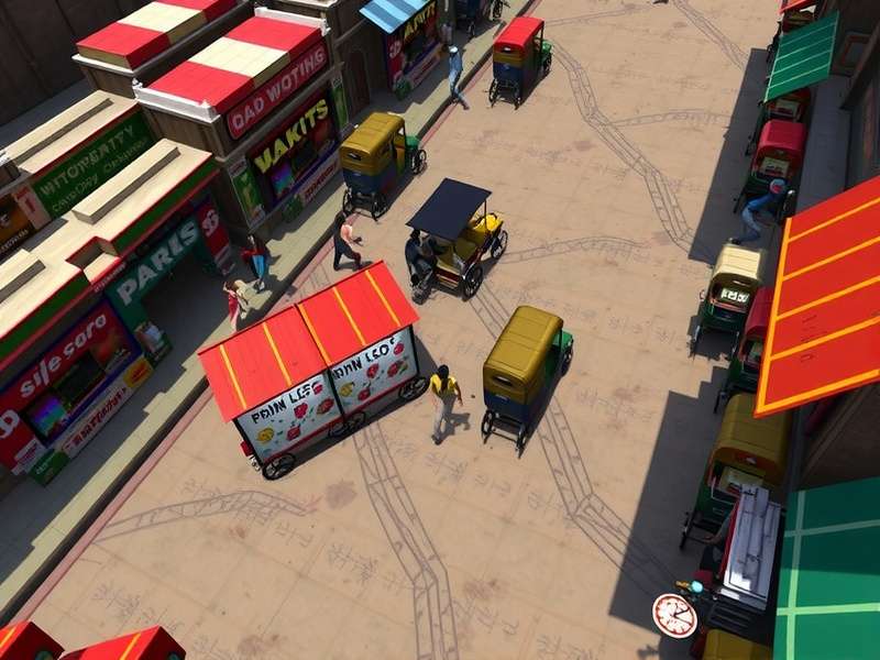 Shadow Strike Commander Old Delhi Bazaar map with colorful shops and rickshaws